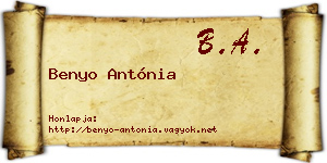 Benyo Antónia névjegykártya
